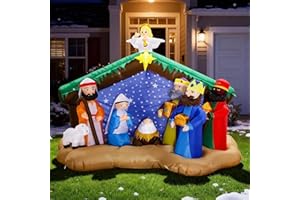 ZPISF 8 FT Christmas Inflatables Nativity Scene Outdoor Decorations, Christmas Blow Up Yard Decorations Nativity Sets for Garden Lawn Xmas Decor