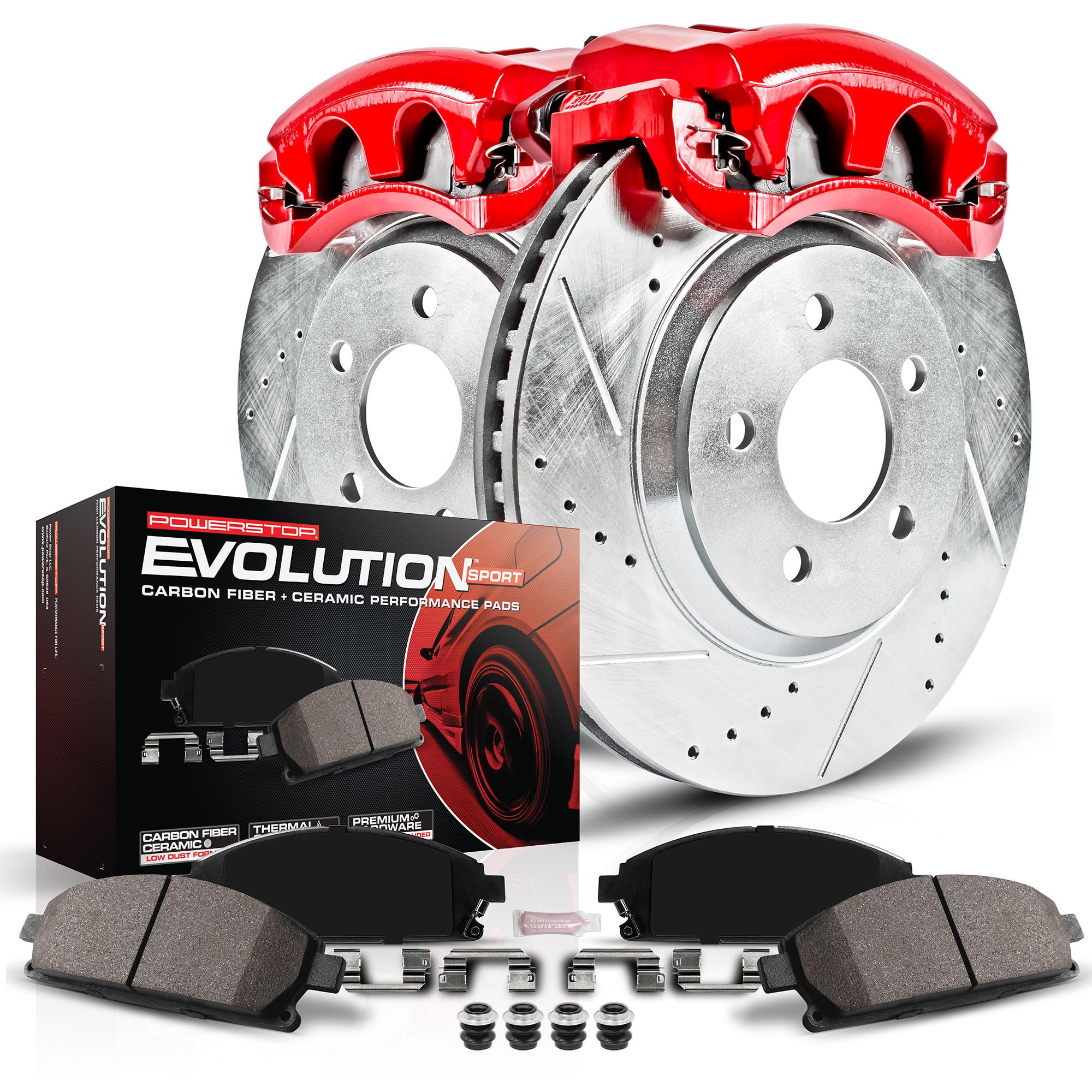 Photo 1 of Power Stop KC3060 Z23 Rear Brake Caliper Kit-Drilled/Slotted Rotors, Carbon Ceramic Brake Pads, Calipers For Ford Edge 2007-2010, Lincoln MKX 2007-2010 [Model Specific]