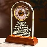 Gifts for Dad on Birthday, Father's Day - Word‘s Best Dad Glass Clock from Kids, Son, Daughter with Wooden Warm Light Base