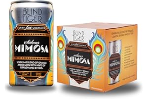 BLIND TIGER SPIRIT-FREE COCKTAILS Blind Tiger Sidecar Mimosa 4-Pack | Orange, Lemon & Bitters Non-Alcoholic Sparkling Mocktail| Crafted with Natural Ingredients | Mixers, Cocktails, Mocktails | 8.4 fl oz Cans