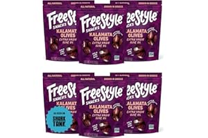 Freestyle Snacks, Olive Snack Packs - As Seen on Shark Tank - Fresh Pitted Kalamata Olives, Marinated in Extra Virgin Olive Oil, Salty Snack, Grown in Greece, All Natural, Non-GMO, 4oz (6 Pack)