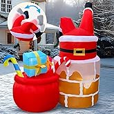 OurWarm 5FT Christmas Inflatable Decoration, Outdoor Inflatable Santa with Built LED Lights, Outdoor Festive Decoration Decoration for Yard, Lawn, Garden and Party