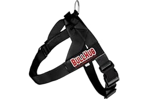 BULLHUG Adjustable Dog Harness– No Pull, No Choke – for English Bulldogs, French Bulldogs, Pugs & Broad-Chested Breeds – Easy, Safe Walks (Black, XL)