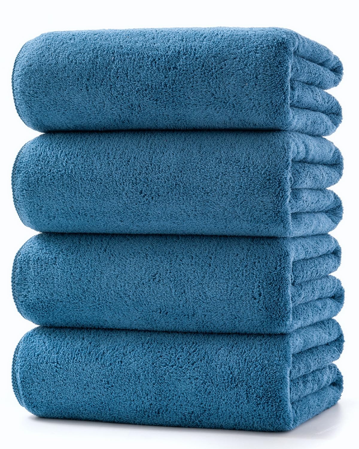 Lumimi Towels 4 Soft Bath Towel Set Super Soft Absorbent Light Weight Dry Well and Durable Gym Beach Travel, 55" L x 27" W, 4 Pack Blue