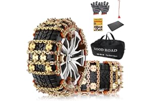 KYX Upgrade Alloy Steel Tire Chains for Car/SUV/Pickup Truks, Adjustable Universal Emergency Snow Chains for Pickup Trucks and Off-road SUV Car Tires 235 245 255 265 275 285 - Set of 6, Alloy Steel