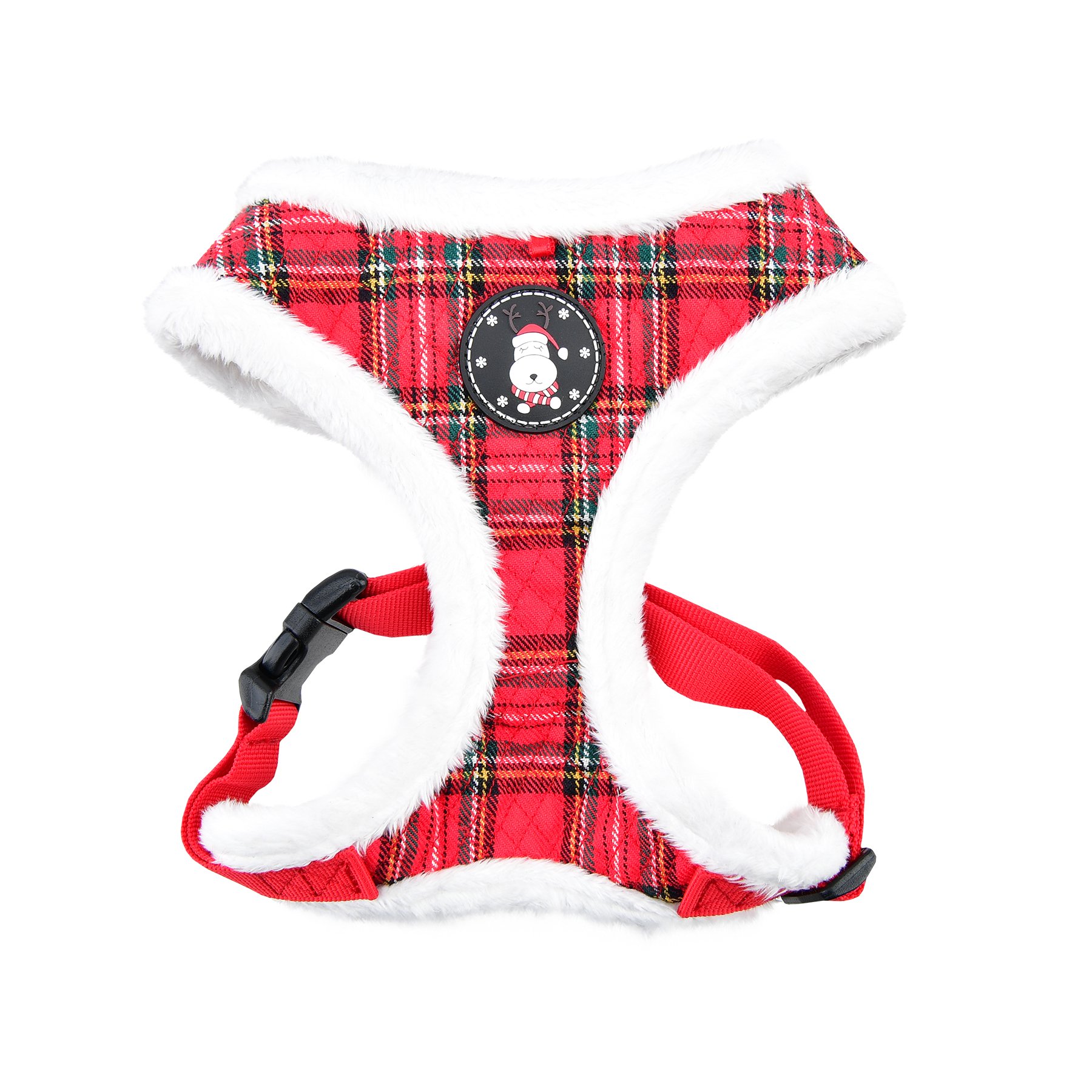 Puppia Christmas Harness - Soft Dog Harness for Small and Medium Dogs - Checkered Red