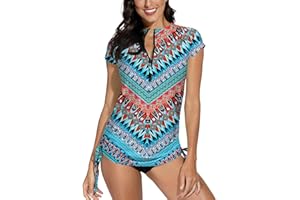 BesserBay Women's Rash Guard Shirt UPF 50+ Ruched Short Sleeve Swimsuit Tops Swim Shirt S-XXL