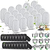40 Pack Cat Water Fountain Filters-Cat Fountain Replacement Filters for Stainless Steel 108/3.2L& 67oz/2L Adjustable Water Flow Pet Water Fountain(20 Pack Pet Water Filter Refills+20 Pack Sponges)