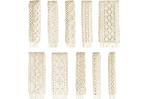 ZNZAKKA Vintage Cotton Crochet Lace Ribbon Trim, Assorted Eyelet Trim for Sewing Crafts, Approx 30 Yards (Beige)