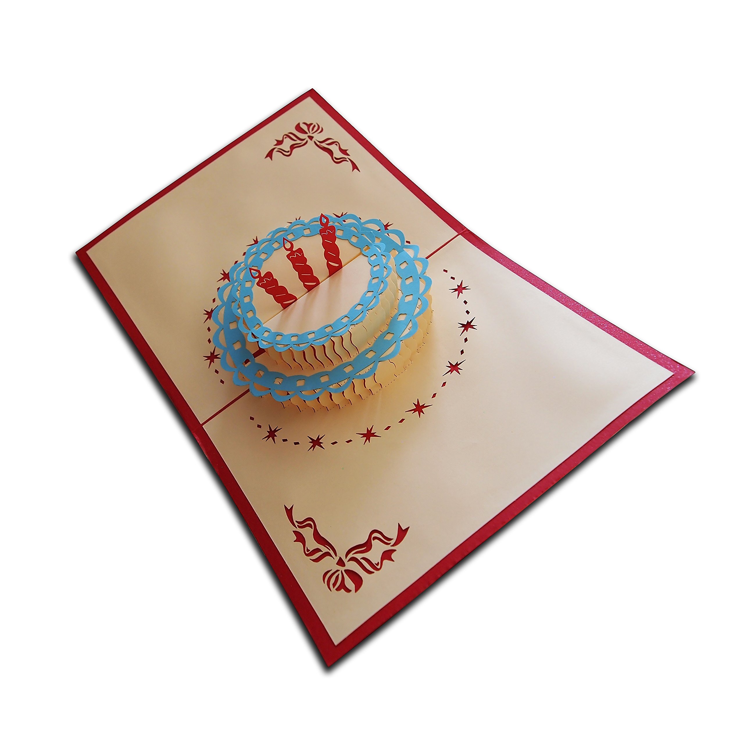 Birthday Cake 3D Paper Pop Up Postcards Custom Gift Greeting Card Souvenir Party Supplies