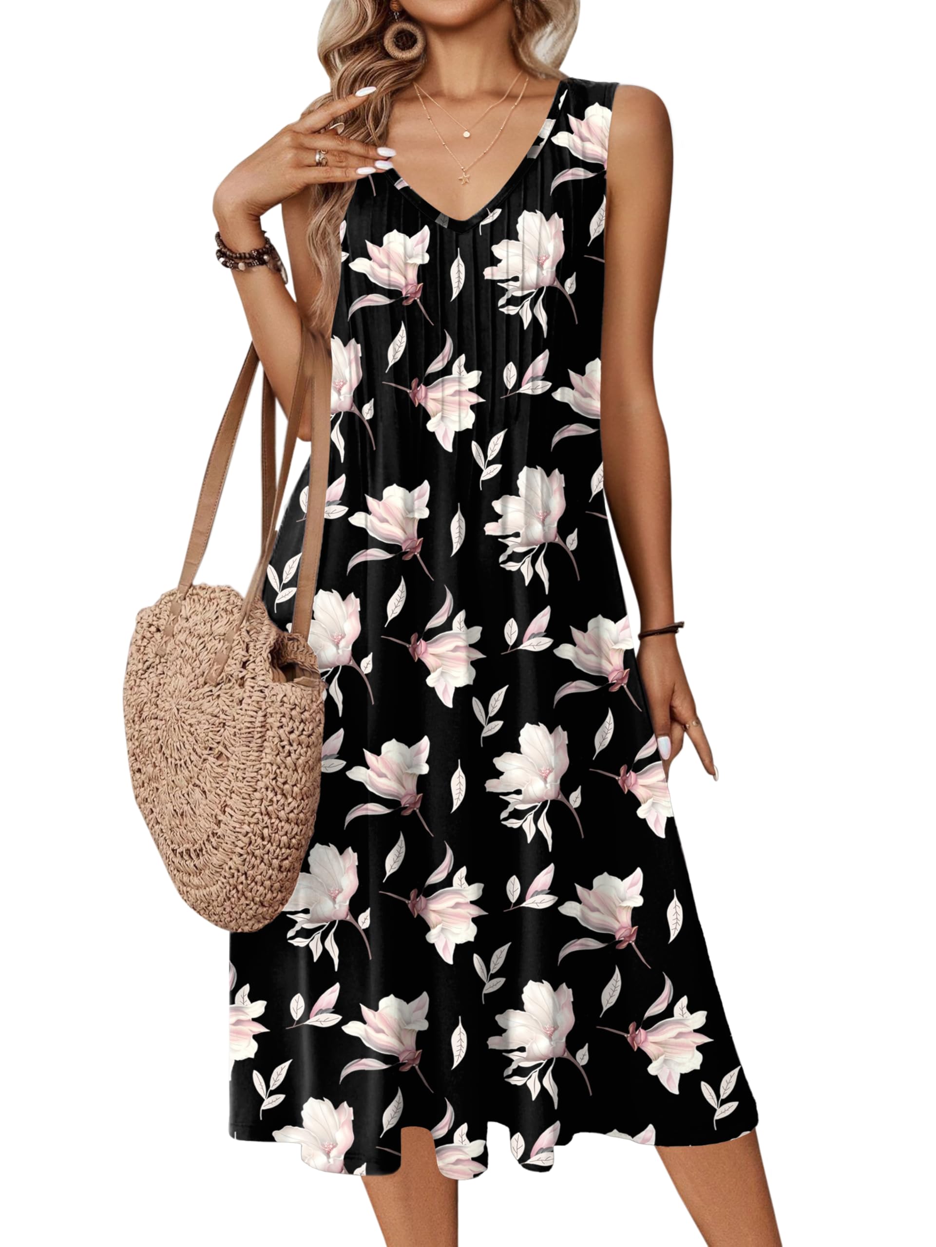 Zeagoo Women Below Knee Length Spring Floral Dress