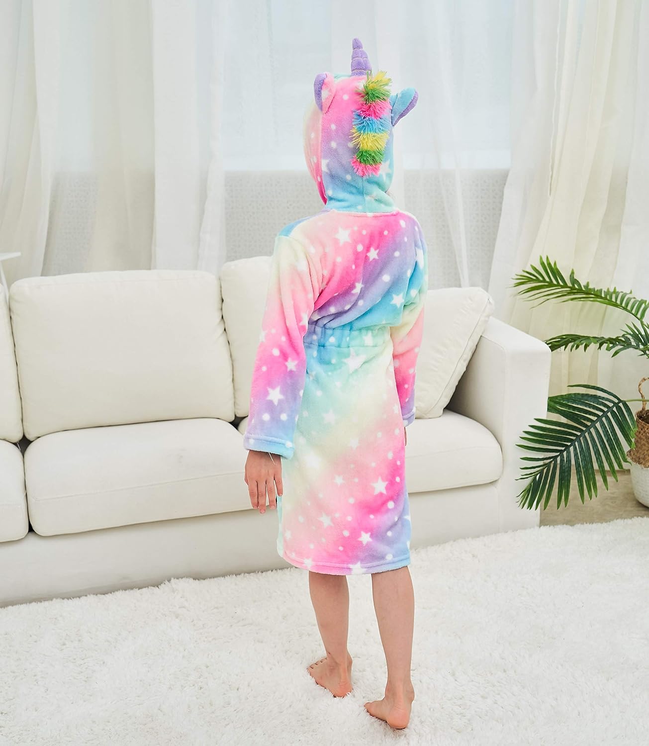 Doctor Unicorn Soft Unicorn Hooded Galaxy Bathrobe - Unicorn Gifts for Girls: Clothing