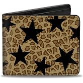 Buckle-Down Wallet, Bifold, Cheetah Stars Tan Black, Vegan Leather | Cheetah Stars Tan Black Billfold Credit Card and ID Slots Vegan Leather