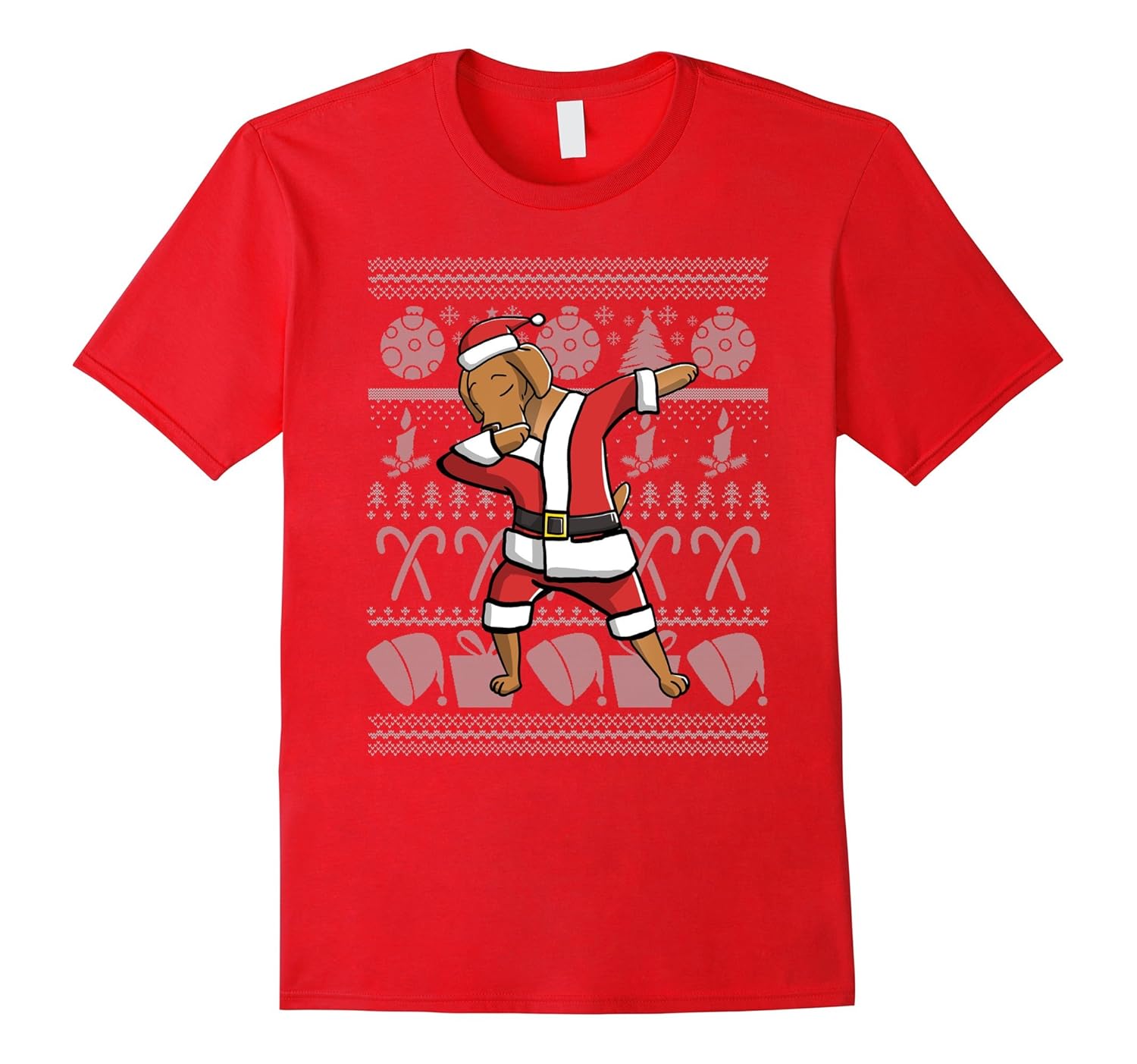 Funny Dabbing Vizsla Dog Ugly Christmas T-Shirt-ANZ