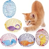 Jecery 5 Pcs Cat Toys Spring,Mouse,Multicolor | Halloween Interactive Metal Cat Toy, Stretchable Rolling Ball, for Indoor Cats, Colorful Playful Coils, Kitten Pet Supplies