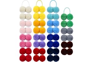 Cinaci 30 Pieces Stretchy Hair Ties with 3cm/1.2" Cute Pompom Ball Hair Scrunchies Rubber Bands Pigtail Ponytail Holders Elastics Hair Accessories for Baby Girls Infants Todders Kids Teens Thin Hair