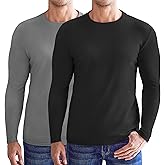 Ekouaer Mens Long Sleeve Shirts Crew Neck Fleece Thermal Undershirts Midweight Sweatshirts Soft Base Layer Pullover Tee Tops