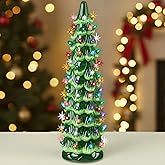 Best Choice Products Ceramic Christmas Tree, 21in Pre-Lit Hand-Painted Tabletop Holiday Decoration w/Multicolor Bulbs, LED Lights – Green