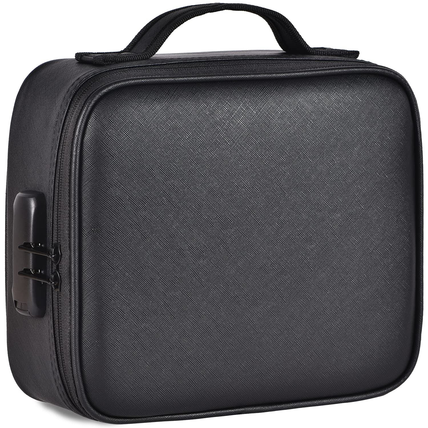 BloomFlower Large Smell Proof Bag & Case with Combo Lock - Smooth Zipper - Waterproof Leather Bag - Helps You Store All Your Accessories