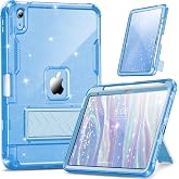 INFILAND Case for iPad A16 11 inch 11th Generation,iPad 10th Generation Case 10.9 Inch Glitter Semi-Transparent, Shockproof Protective Cute Cover with Stand, Pencil Holder for Girls, Women (Blue)