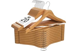 Utopia Home Premium Wooden Hangers 20 Pack - Heavy Duty & Durable Coat Hanger - Wood Hanger with 360-Degree Rotatable Hook - Clothes Hangers with Non-Slip Shoulder Notches For Shirts & Coats (Natural)