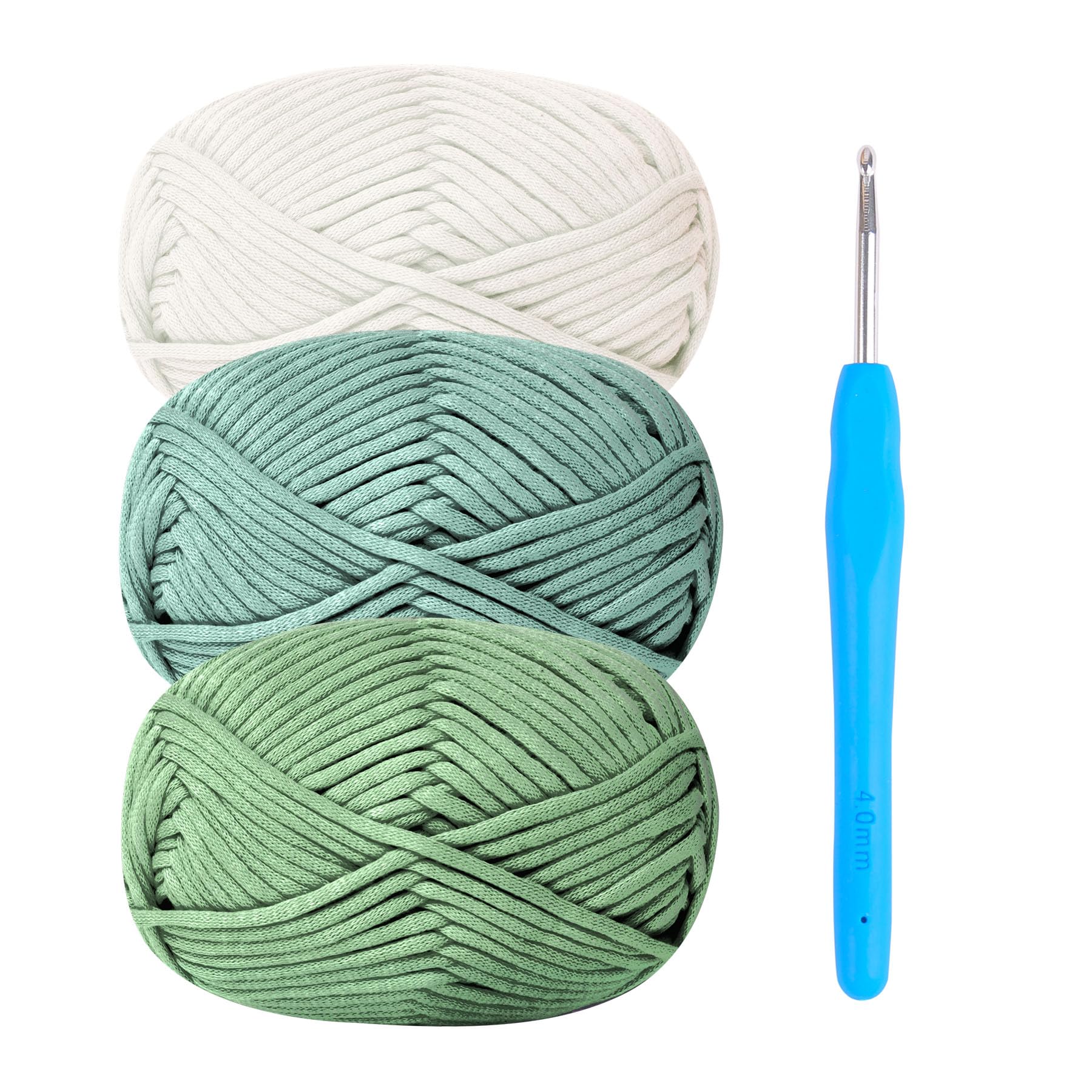 Chunky Yarn for Crochet,Cotton Thick Wool for Crochet 3x50g Beginners Amigurumi Yarn with 4mm Hook,Easy Crochet Starter Kit (Avocado)