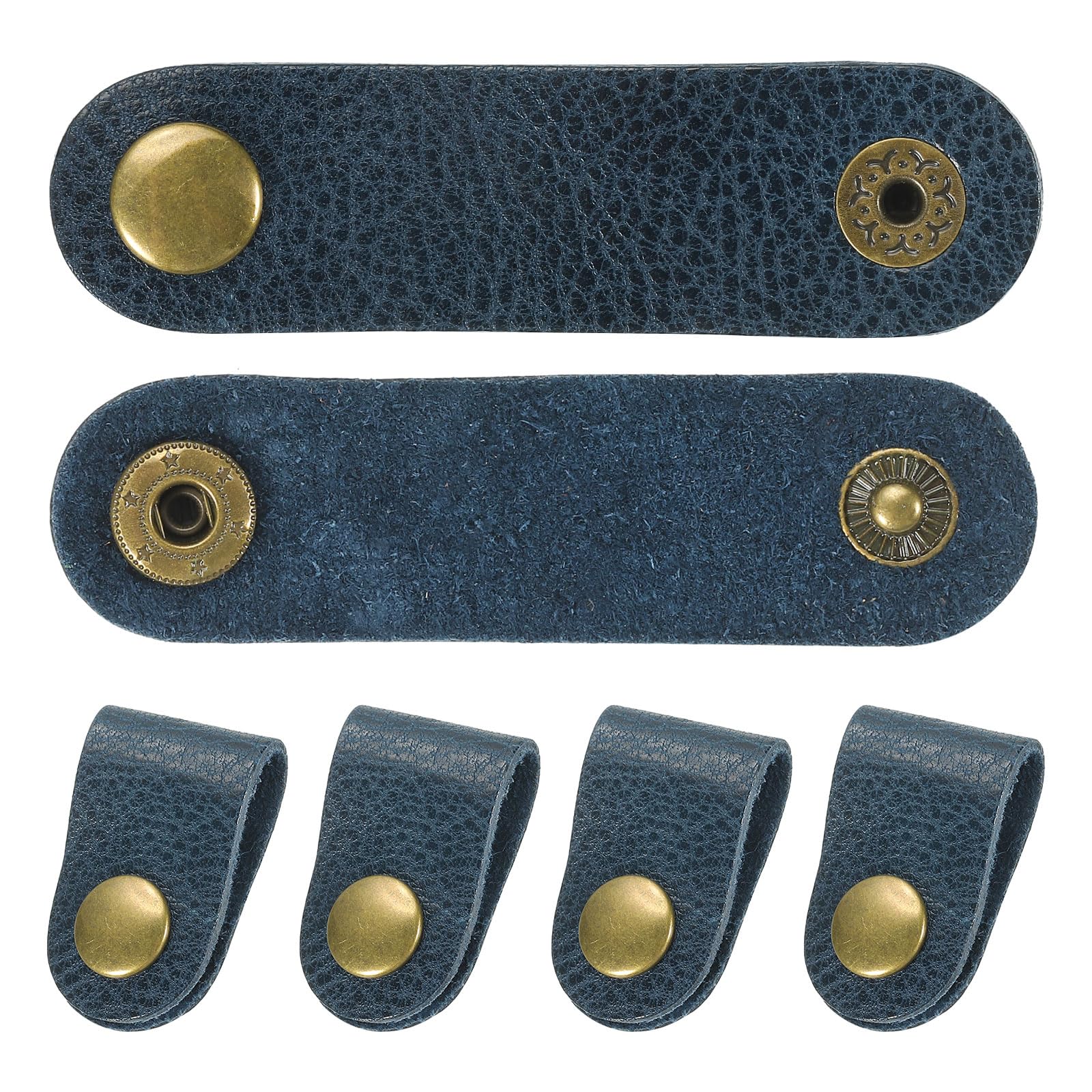 PATIKIL Leather Cord Organizer Cable Straps, 10Pcs 8x2cm Portable Cable Leather Clamps USB Holder Earphone Cord Management for Cable, Wire, Blue