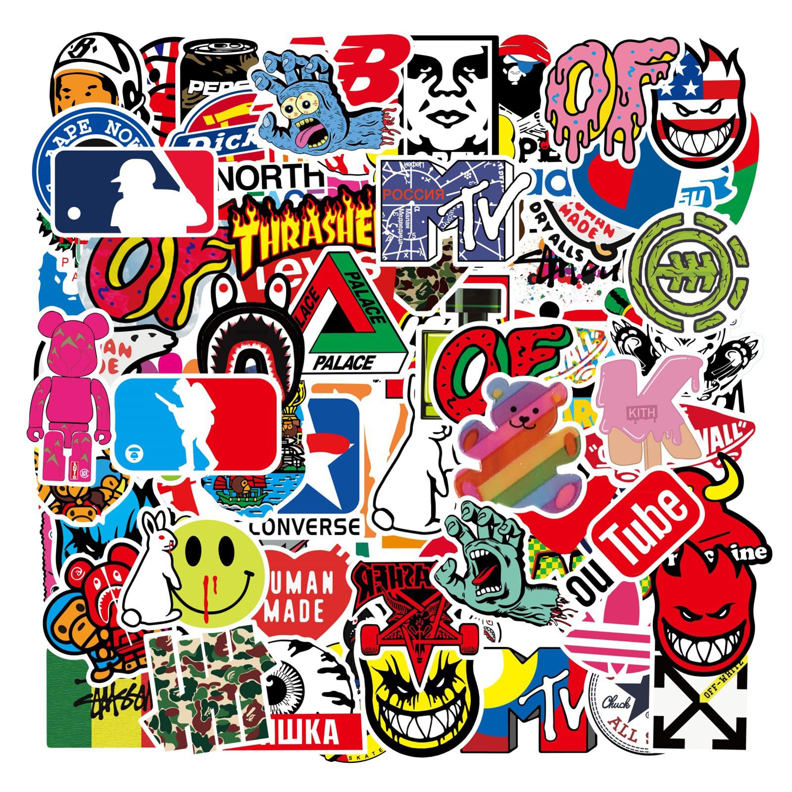 101pcs Non-Repeat Skateboard Stickers, Cool Stickers for Adults Teens Kids Fashion Waterproof Vinyl Sticker Pack for Laptop Computer Skateboard Bicycle Helmet Luggage Decal Graffiti Patches Sticker