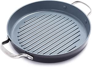GreenPan Valencia Pro Hard Anodized Induction Safe Healthy Ceramic Nonstick, Grill Pan, 11", Gray