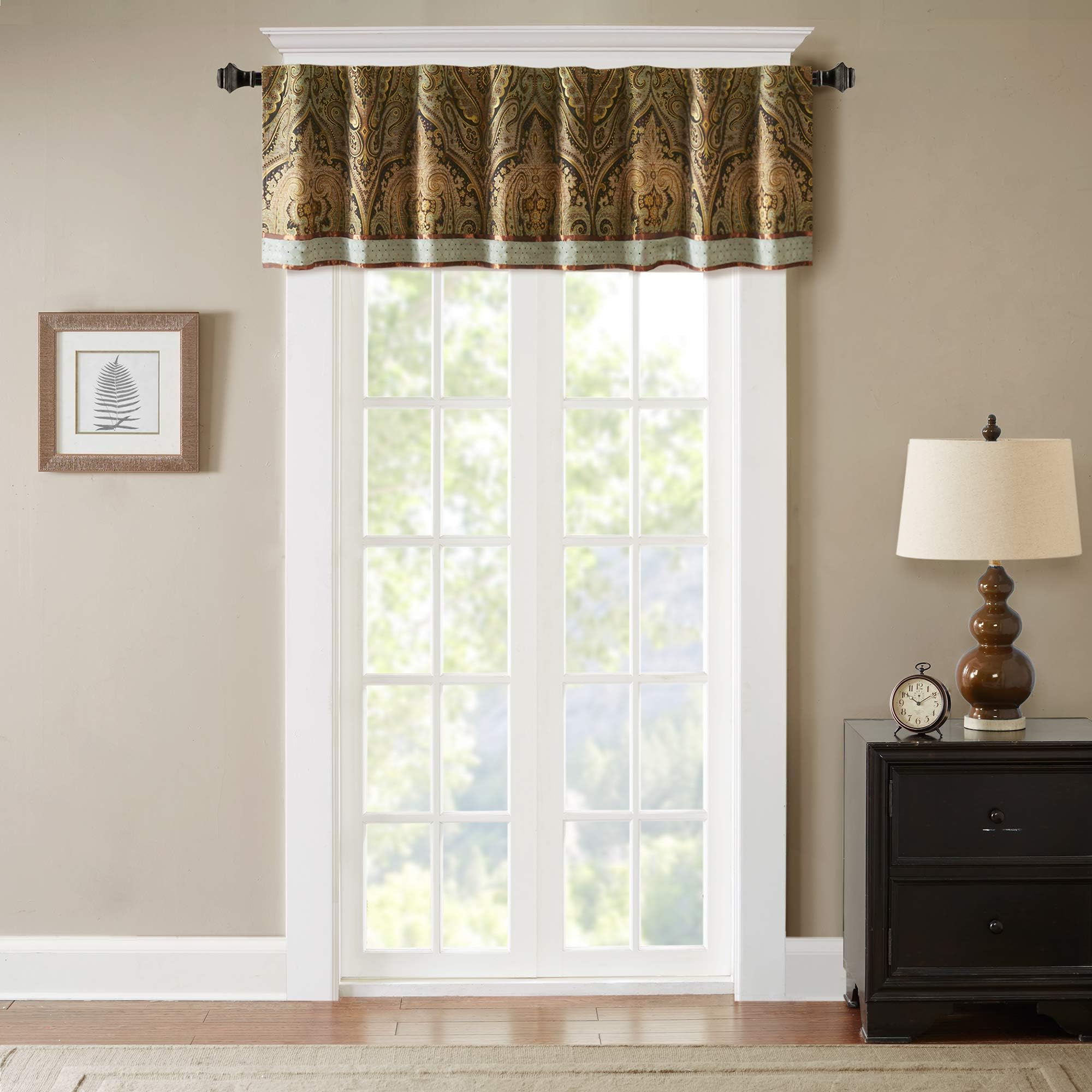 Canovia Springs Rod Pocket Valance , Jacquard Print Valances for Windows , 54X18" , Multi
