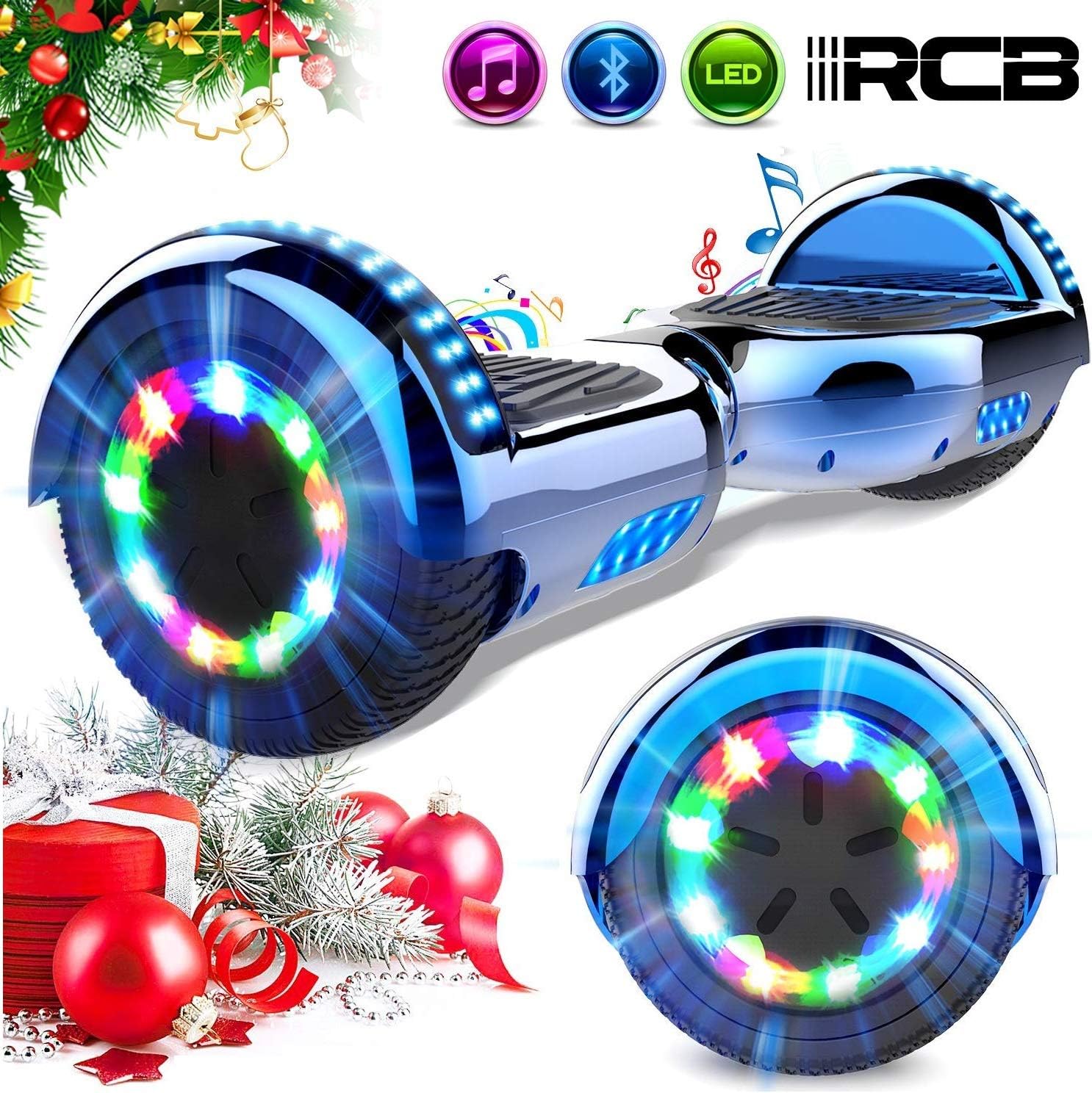 RCB Hover Scooter board Self Balancing scooter overboardboard 6.5 inches Smart Electric Scooter for Adults Kids- Bluetooth Led Light Segway 2 * 350W Chrimas gift