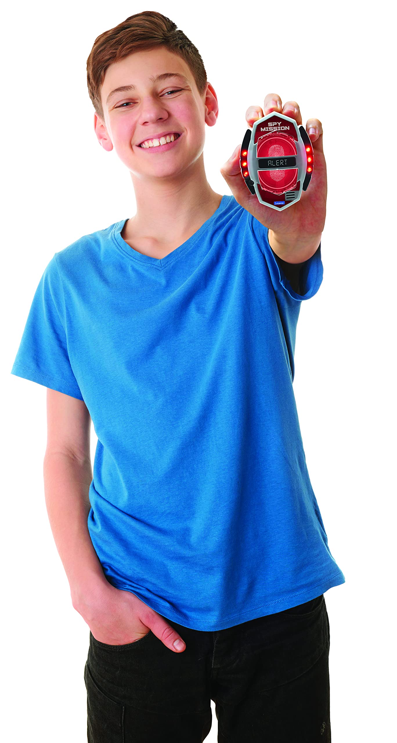 LEXiBOOK - Spy Mission, Spy Motion Detector with Alarm, Light Effects, Detection up to 30 Centimeters, Black/red, RPSPY05