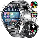 SUNKTA Military Smart Watches for Men,530mAh Large Battery,1.43" AMOLED Heart Rate/Sleep Monitor 5ATM Waterproof Smartwatch for Android iOS (Answer/Make Calls),Fitness Tracker with LED Flashlight