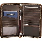 Polare Full Grain Leather Travel Passport Holder RFID Blocking Cover Case Travel Document Organizer Wallet Holders 2 Passports With YKK Zipper