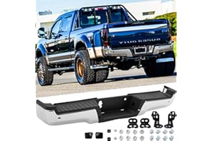 SAFAUTOPARTS Rear Steel Step Bumper Assembly for 2017-2022 Ford F250 F350 F450 Super Duty with Park Sensor Holes Chrome Back Bumper Replacement for FO1103198,with Pads Brackets and License Plate Lights