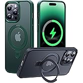 CASEKOO Designed for 14 Pro Case with Magnetic Invisible Stand [Military Drop Protection] [Compatible with MagSafe] Shockproof Slim Translucent Matte Pro Case 6.1 Inch, Green