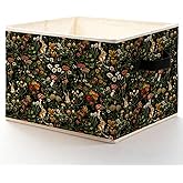 LADOCK Cottagecore Mushroom Bunny Storage Bins Box, Toybox for Girls, Forest Flower Botanical Rabbit Foldable Baskets Organizer with Handles for Bedroom Bathroom Home Clothes Toys Books