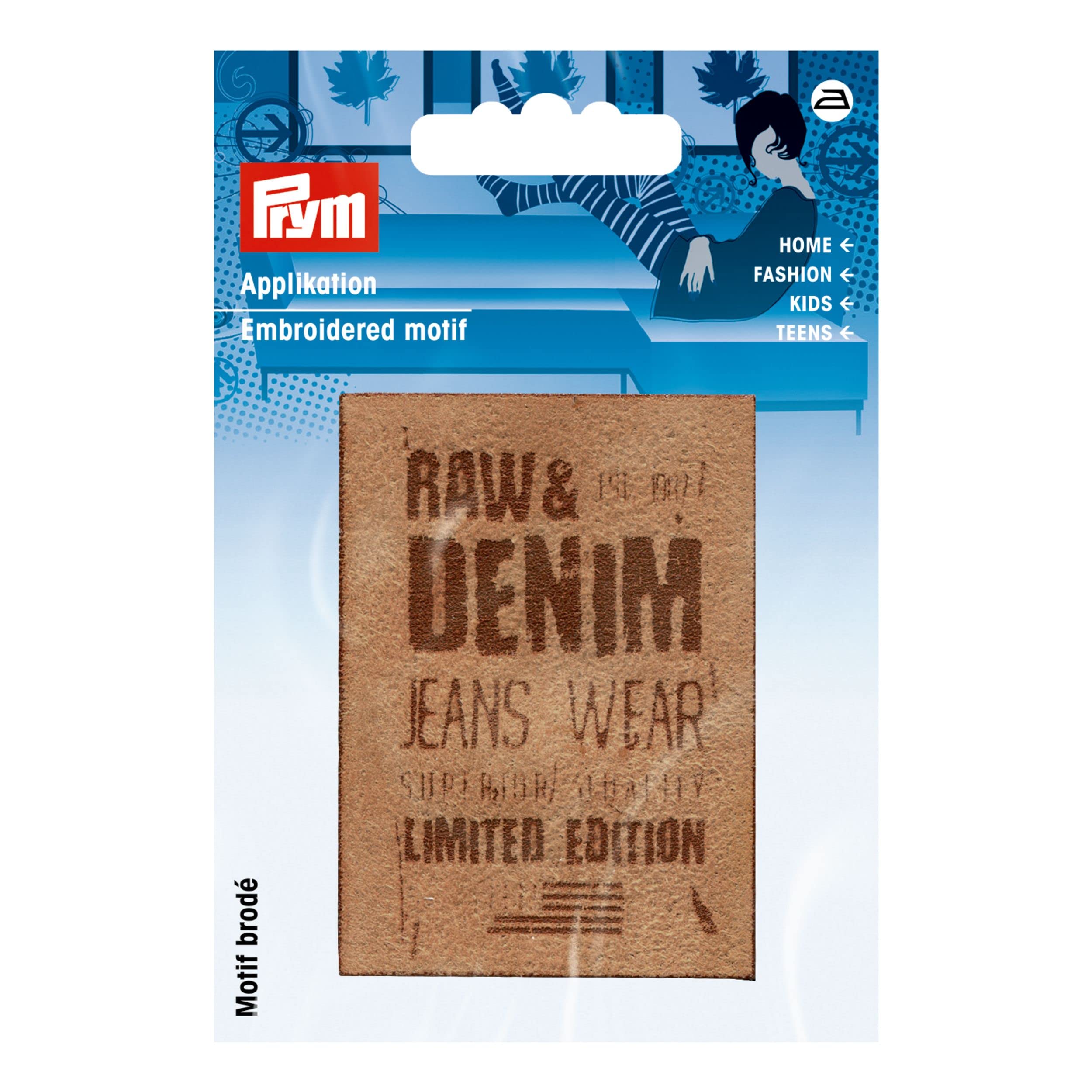 Prym 922000 Appliqué Label RAW&Denim Imitation Suede Sand