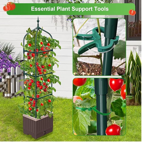 MQHUAYU RAISED GARDEN BED PLANTER BOXES WITH TRELLIS,1PCS 70.9″ SELF-WATERING TOMATO PLANTER BOXES WITH TRELLIS FOR CLIMBING VEGETABLES PLANTS FLOWERS TOMATO,USE FOR INDOOR OUTDOOR (BROWN)