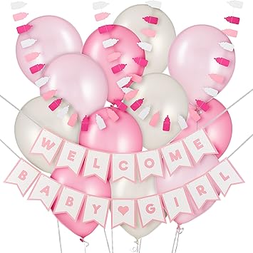 Amazon Com Pink And White Baby Shower Decorations For Girls