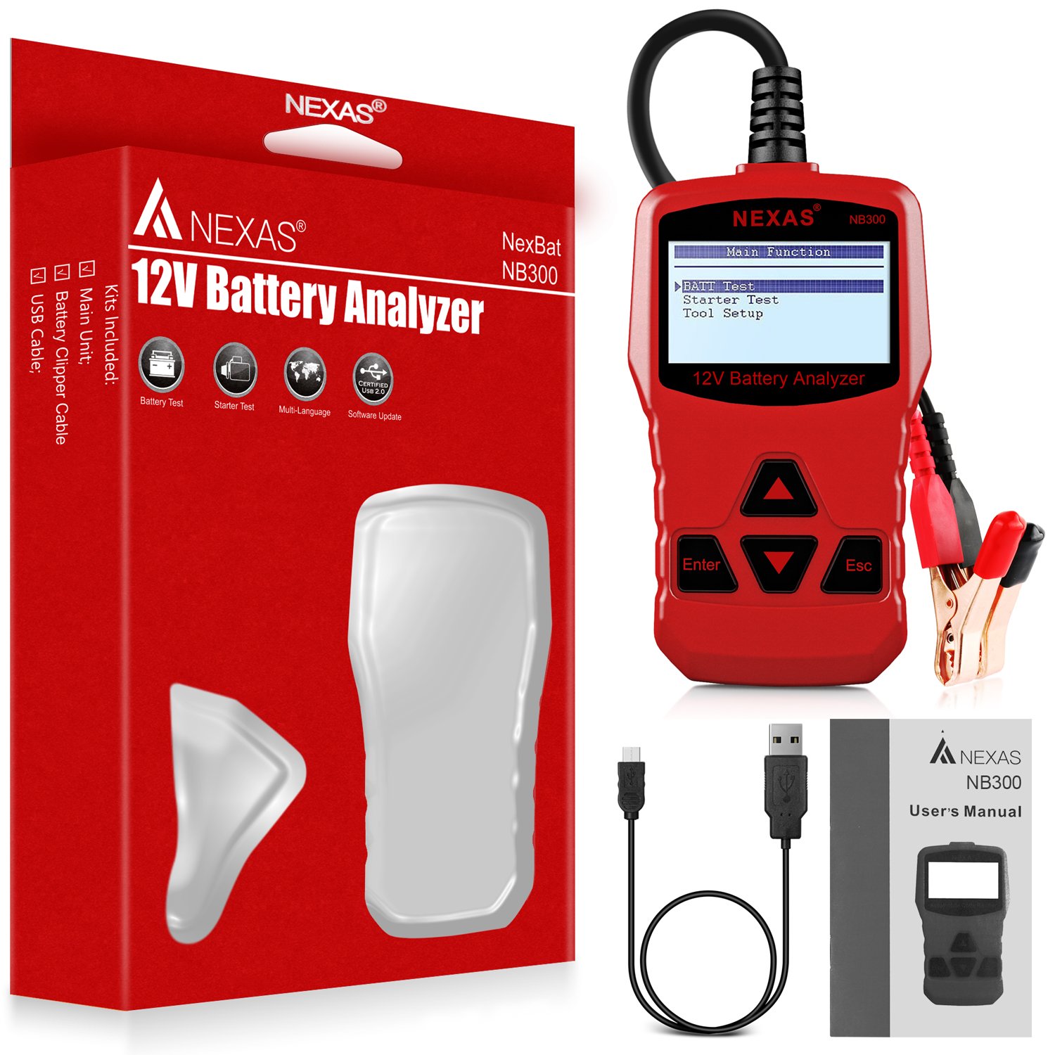 NEXAS Battery Tester NB300 12V Automotive Battery Analyzer Check Car