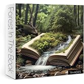 Book Forest Puzzle for Adults 1000 Pieces Nature, Fantasy Plant Jigsaw Puzzle, Cozy Tree River Green Puzzle