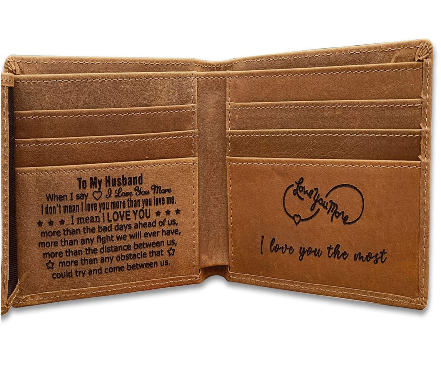 XG Leather Pocket Wallet for Men Women, Personalized Engraved Minimalist RFID Cards Holder (to My Husband Wallet)