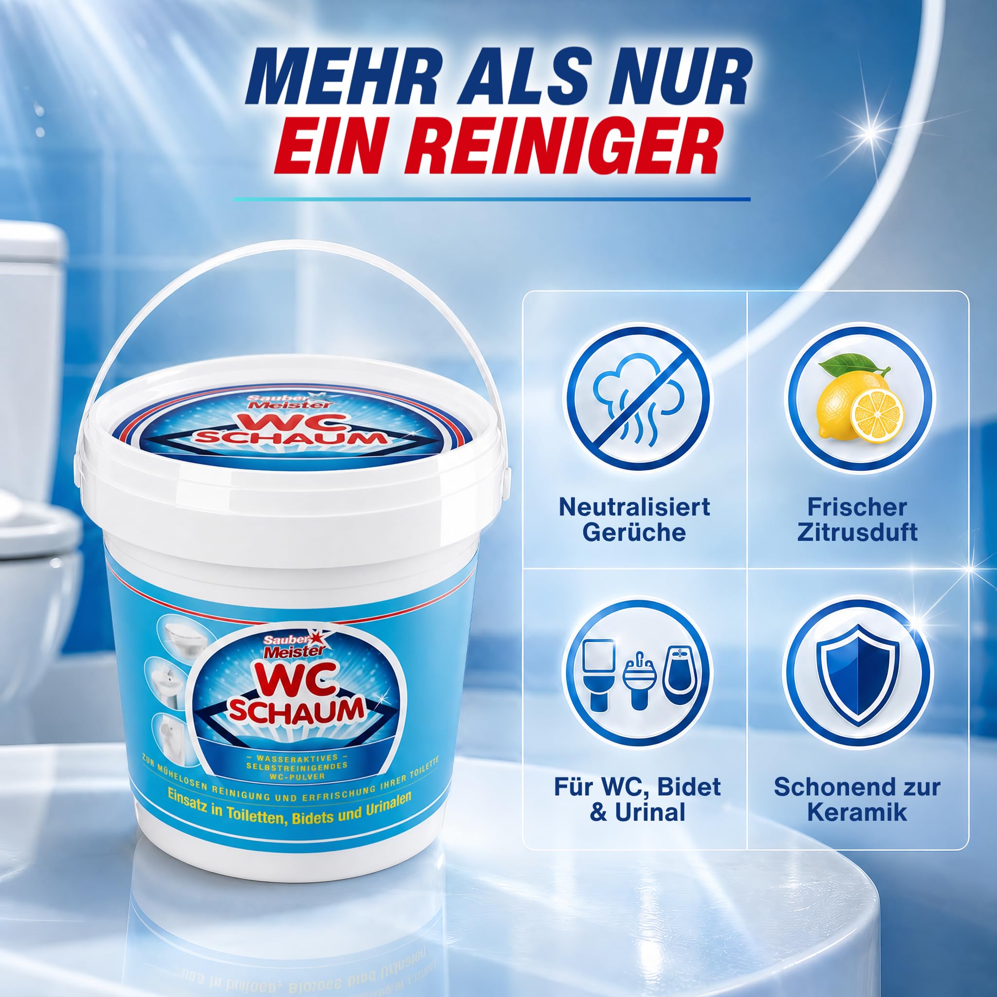 Sauber Meister WC Schaum Toiletten-Reinigungsschaum Pulver, 1000 g 7