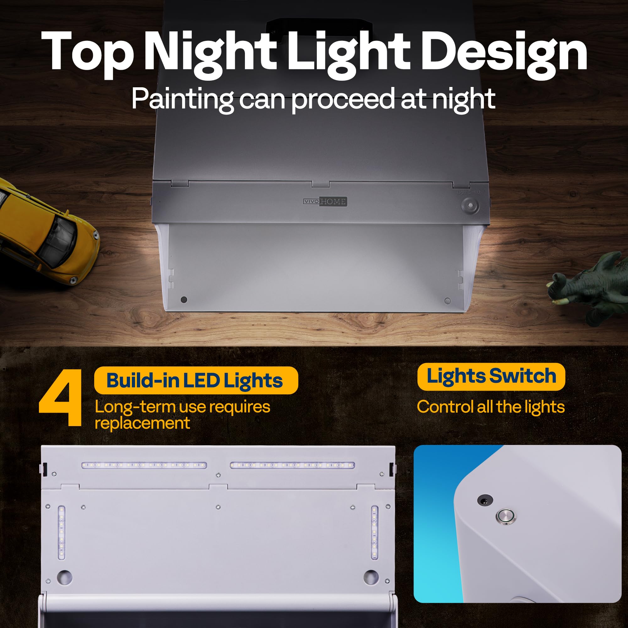 VIVOHOME Dual Fans Airbrush Paint Spray Booth with 4 LED Lights Turn Table and Filter Hose, Portable Airbrush Booth for Painting Model Craft Black