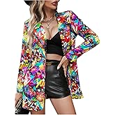 Floerns Women's Casual Long Sleeve Graphic Colorful Blazer Work Suit Jackets