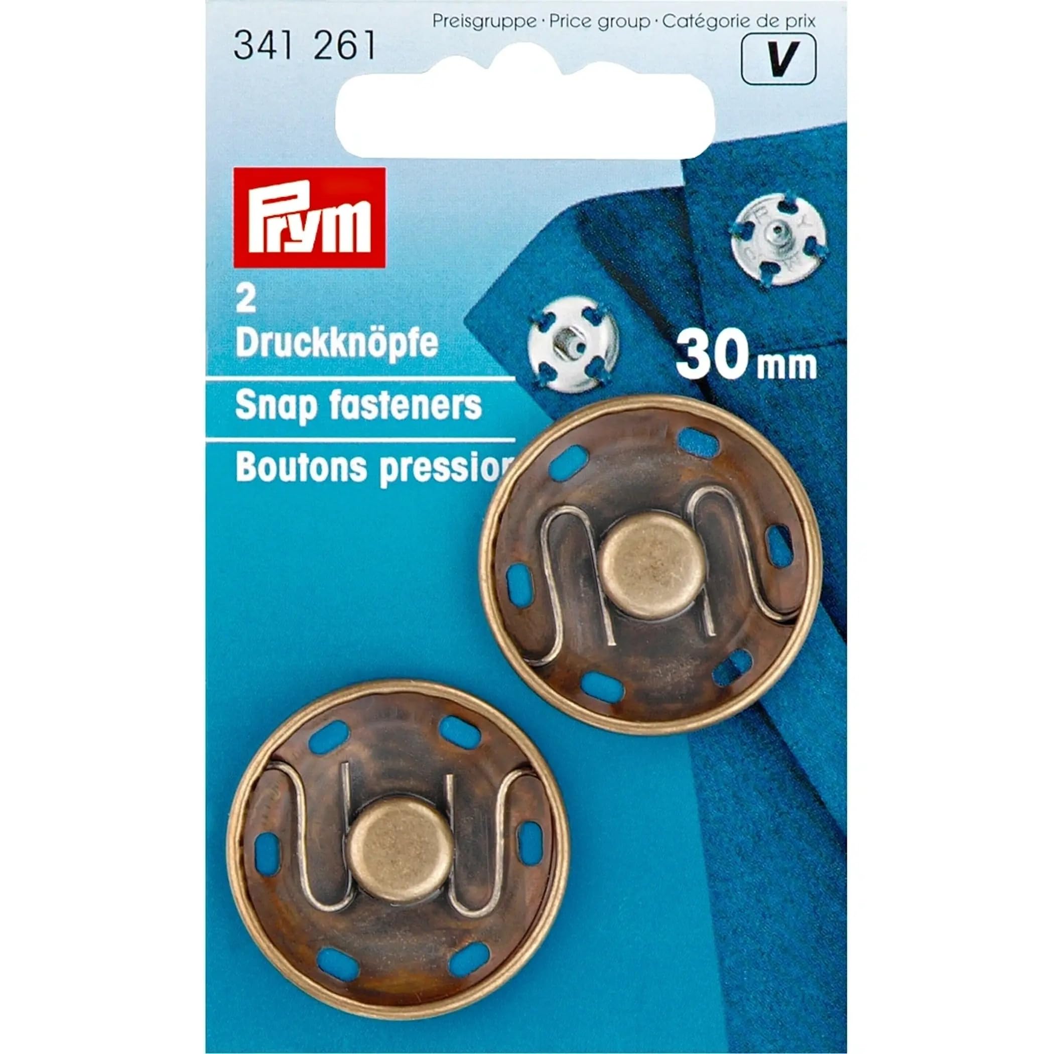 Prym - Antique Brass (30mm) Sew-On Snap Fasteners - 1 Unit