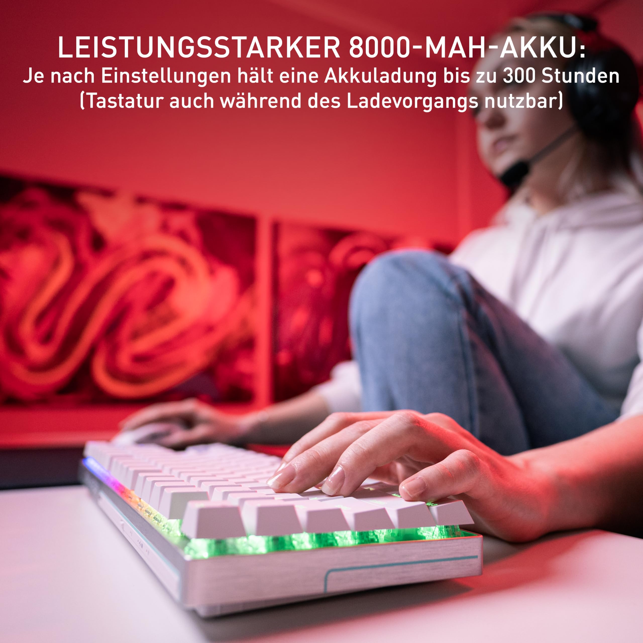 Cherry XTRFY MX 8.2 Pro TMR Wireless - Magnetisch-Mechanische TKL-Gaming-Tastatur, Anpassbare Cherry MK Crystal TMR Switches, PBT, Hot-Swap, RapidTrigger, SnapKey/SOCD, 8KHz, DE Layout QWERTZ, Weiß 6