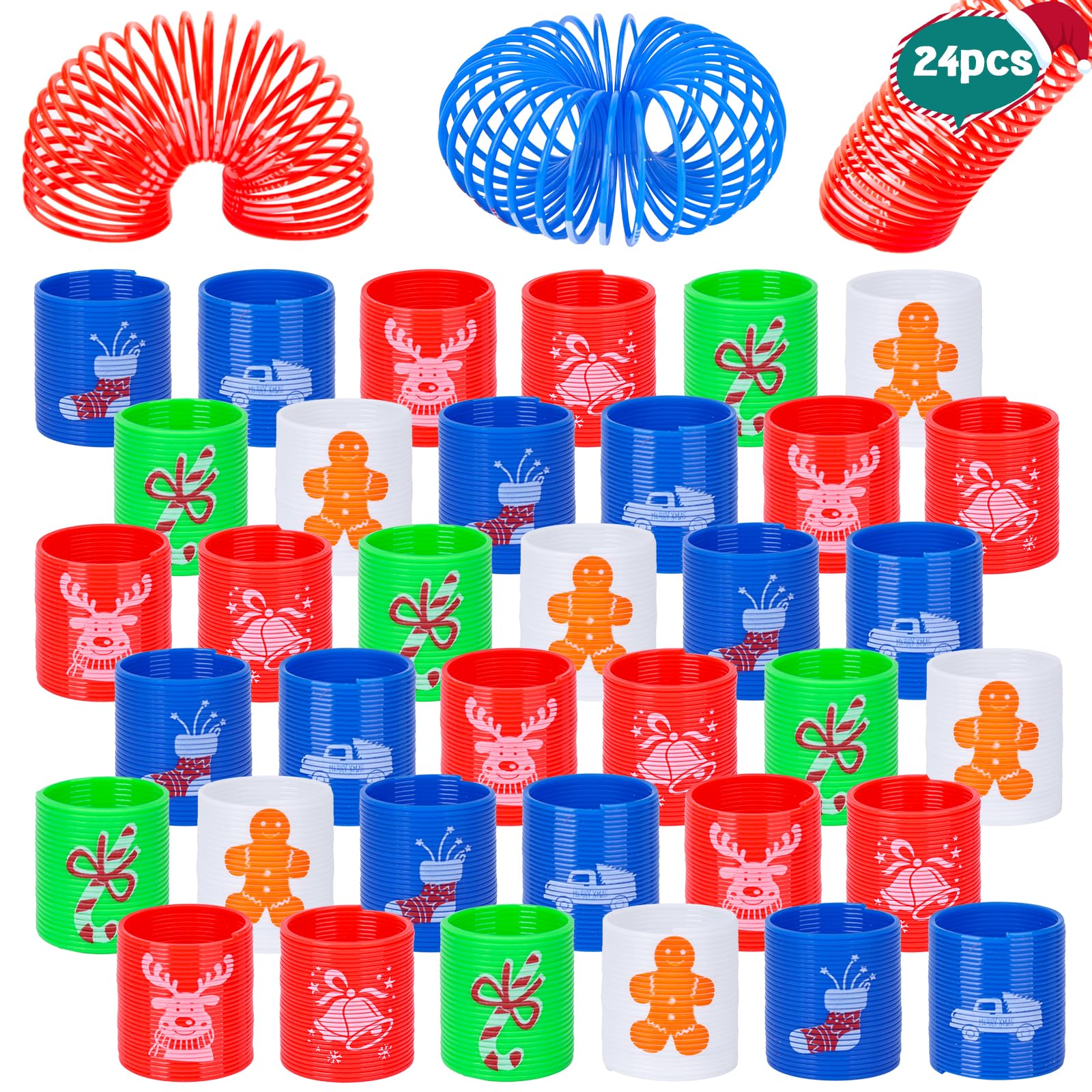 MCPINKY Christmas Magic Springs, 20PCS Mini Spring Toy Christmas Party Favors for Kids 4 to 8 Fun Goodie Bag Stuffers Birthday Gifts Christmas Prizes, Christmas Stocking Stuffers, Small Toys Present