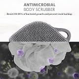 Sndyi Silicone Body Scrubber Leaf Shaped Exfoliating Shower Brush Gray view 3